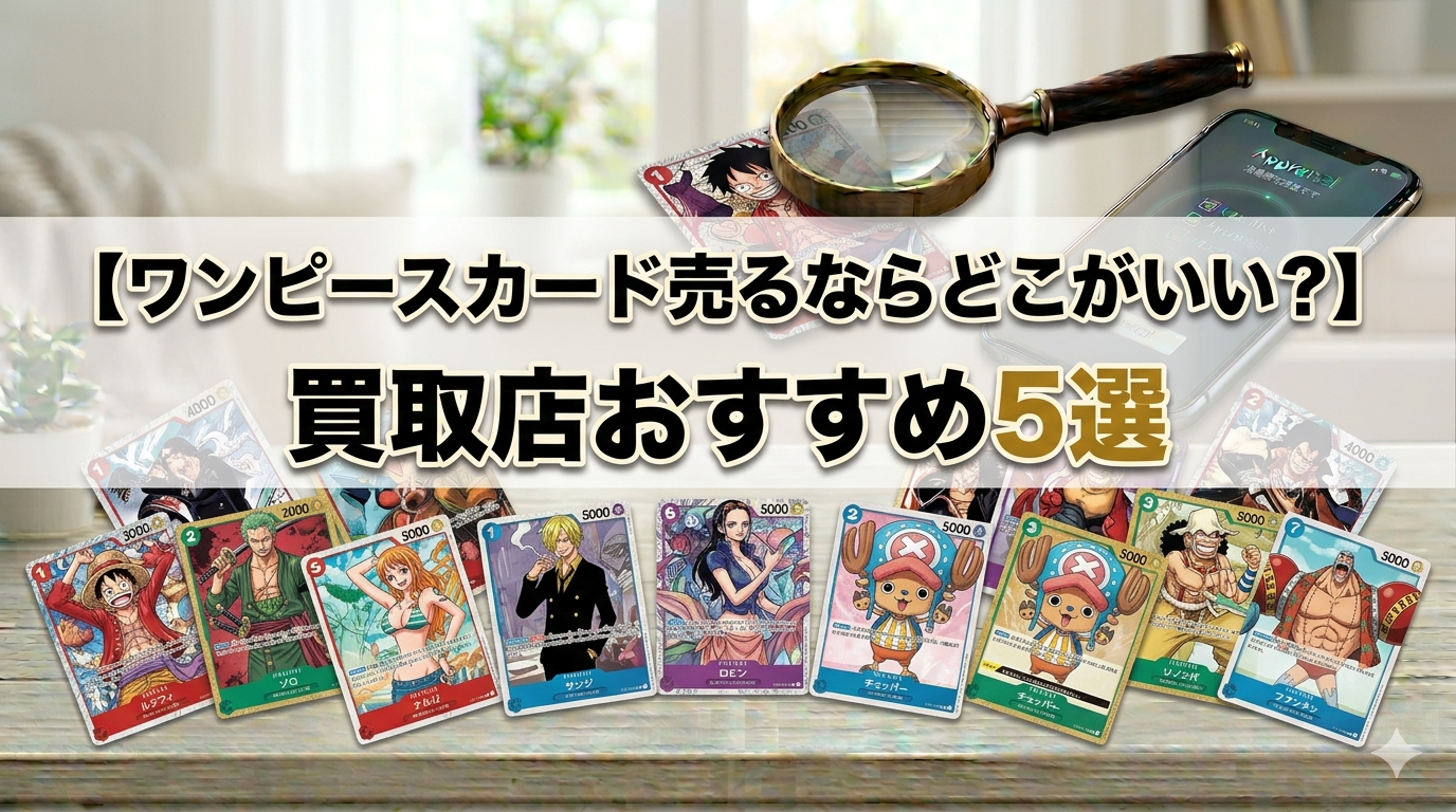 ワンピースカードゲーム（ワンピカード）買取店のおすすめ5選を比較する、高価買取をイメージしたアイキャッチ画像