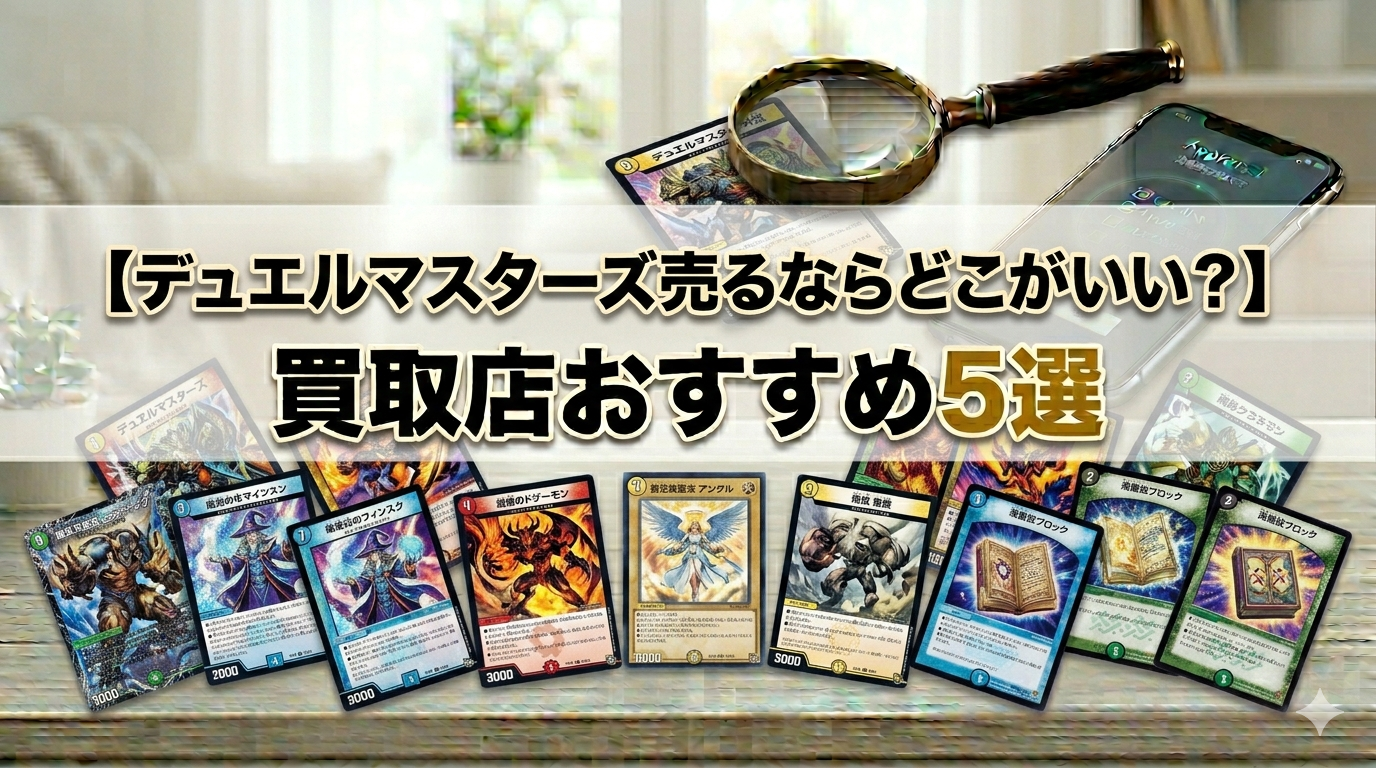 デュエルマスターズ（デュエマ）買取店のおすすめ5選を比較する、高価買取をイメージしたアイキャッチ画像