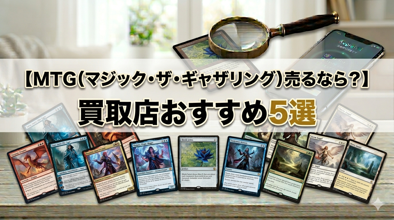 マジック：ザ・ギャザリング（MTG）買取店のおすすめ5選を比較する、高価買取をイメージしたアイキャッチ画像