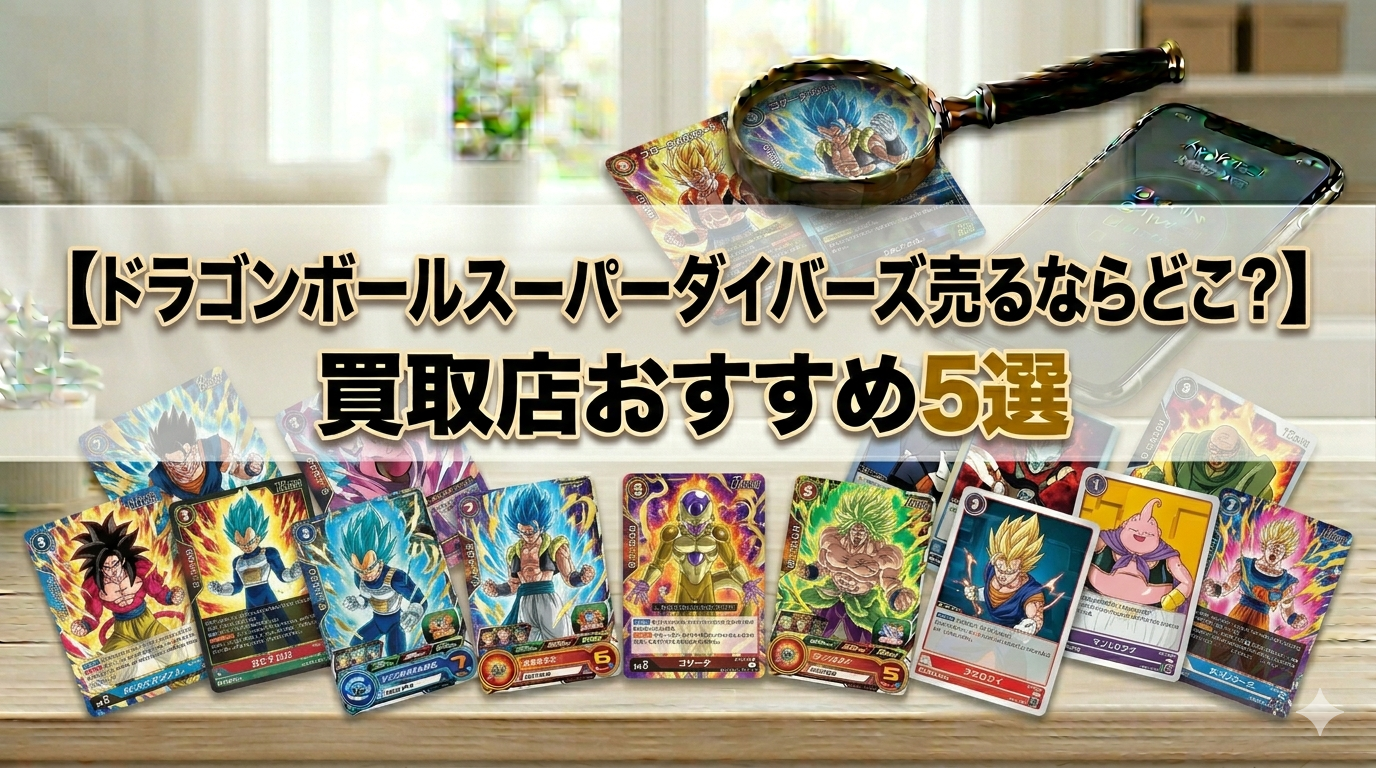 ドラゴンボールスーパーダイバーズ（DBSD）買取店のおすすめ5選を比較する、高価買取をイメージしたアイキャッチ画像